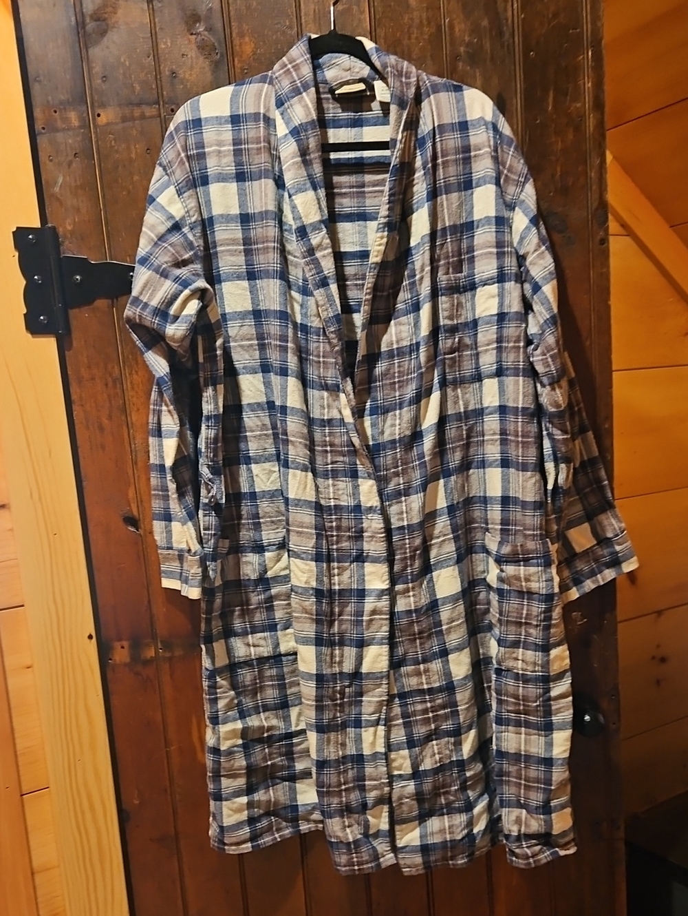 LL Bean Men's Plaid Flannel Robe